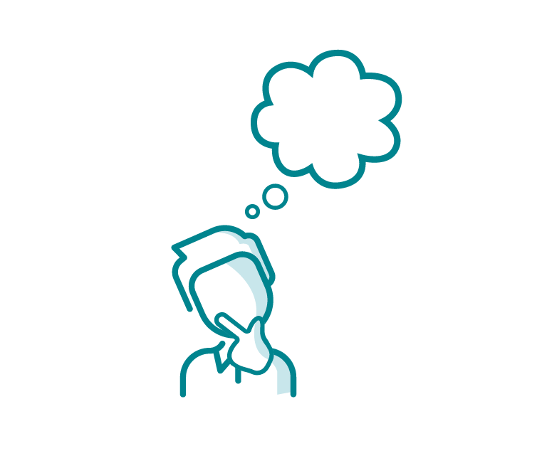 pictogramme illustrant une personne pensive
